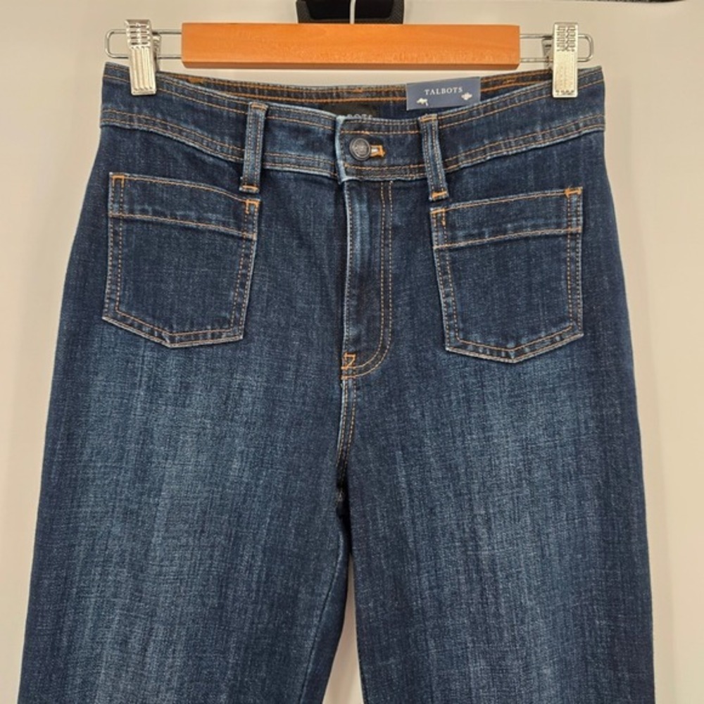 NEW Talbots Flare Jeans High Waist Dark Wash Denim Front Pockets Size‎ 2 - Picture 3 of 11